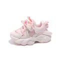 Pink and beige chunky sneakers for kids with breathable mesh and velcro strap - Size 21 (Inner Length 13CM) / Pink