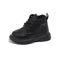 Stivaletti Martin neri classici per bambini in pelle opaca con lacci e suola antiscivolo - Taglia 21 (Lunghezza Interna 13CM) / Nero