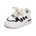 Sneakers alla moda per bambini con velcro e suole bianche spesse per ragazzi e ragazze - EU 25 / Nero