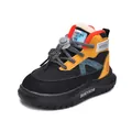 Winter children's outdoor snow boots with thick red fleece lining and orange accents - Size 21 Inner Length 13cm / Black
