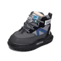 Kids warm winter snow boots in black and gray with thick white faux fur lining - Size 21 Inner Length 13cm / Gray