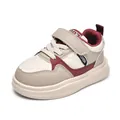 Kids waterproof sneakers in beige and dark red with quilted patterns and non-slip sole - Size 22 Inner Length 13.5CM / Burgundy