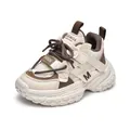 Sneakers alla moda per bambine con inserti in mesh nei colori beige e marrone - Taglia 22 (Lunghezza Interna 14cm) / Cachi