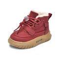 Winter plush lined toddler snow boots in deep red leather with thick non-slip soles - EU 21 / Red