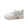 Zapatos Mary Jane plateados para niñas con estrellas de purpurina y tira de perlas - EU 21 / Blanco