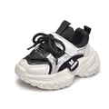 Scarpe sportive per bambini nero bianco argento con mesh traspirante e velcro - Taglia 22 (Lunghezza Interna 13.5CM) / Nero