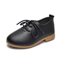 Black leather Oxford shoes for kids with textured finish and durable rubber soles - Size 21 Inner Length 13cm / Black