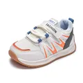 Kids breathable mesh sneakers in white and orange with velcro strap for boys and girls - Size 27 (Inner 16.5cm) / Orange