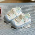 Sandali per bambini beige e blu-grigio, antiscivolo con chiusura in velcro sicura - Taglia 17 Lunghezza Interna 13cm / Grigio