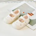 Scarpine neonata crema stile Mary Jane con ricamo ciliegia e suola in gomma - 16 / Bianco Sporco