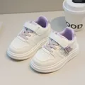 Casual kinderschoenen in wit en paars met klittenband en schattig berenborduursel - EU 24 / Paars