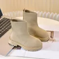 Stivaletti per bambini in maglia colorati con suola spessa antiscivolo beige - Taglia 21 (13.5cm) / Cachi