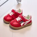 Kids red athletic sneakers with white wave details and durable gum rubber sole - Size 21 (Inner length 13.5CM) / Red