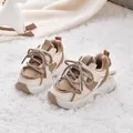 Sneakers invernali per bambini con fodera in pelliccia beige e suola antiscivolo 21-30 - Taglia 25 / Stile Termico Pile / Kaki