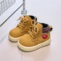 Kids mustard yellow ankle boots with red heart pattern and convenient side zipper - Size 21 (13.5cm) / Yellow