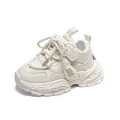 Sneakers chunky bianche per bambini con suola morbida e chiusura in velcro - Taglia 21 (13.5cm) / Bianco Sporco