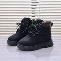 Kids black faux fur lined boots with warm matte finish and side zipper detail - Thick Fleece / Size 21 Inner 13.5cm / Black