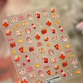 3D-Nagelsticker mit Glückskatzen-Relief und roten Umschlägen für das Neujahrsfest 2026 - Meow Neujahr - Geprägt (TS-4259)