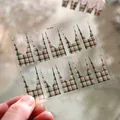 Classic green and red Scottish plaid French nail stickers on clear backing, model TZ-002 - Tz-002