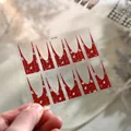 French style red nail art stickers with white bear and heart patterns on sheets - Red Bear Heart Bow Style (TZ-003)