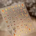 Goldene Phönix- und Blumen-Nagelaufkleber mit traditionellem chinesischem Stickmuster m-1324 - m-1324 Goldene Phönix Stickerei - Gold Mix