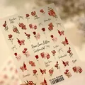 Pegatinas retro francesas para uñas con rosas rojas y diseños de mariposas TS4242 - Estilo Carta de Amor Rosa (TS-4242)