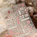 5D ανάγλυφα αυτοκόλλητα νυχιών με ροζ λιοντάρι χορού και άνθη κερασιάς σχέδια - TL-453 Ανάγλυφο + Χρυσή Επιχρύσωση