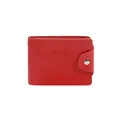 Genuine red leather driver's license holder with card slots and metal snap closure - Red