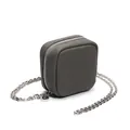 Mini grey pebble leather crossbody bag with silver chain and zipper for lipstick storage - Cumulonimbus Gray