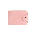 Pink faux leather driver's license holder with metal snap button and rivet detail - Pink