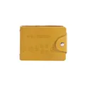 Genuine leather yellow driver license wallet with metal snap button and embossed text - Yellow