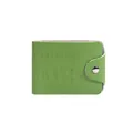 Avocado green leather driving license holder with a silver snap button closure - Green
