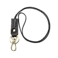 Handmade black vegetable tanned leather key ring with golden hardware and lobster clasp - Black