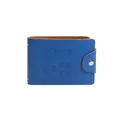 Blue genuine leather driver's license holder with metal snap button closure - Blue