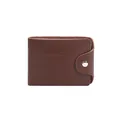 Genuine brown leather driving license holder with embossed text and snap button closure - Dark Coffee