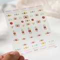 5D embossed nail art sticker KX220 featuring red and yellow floral and geometric patterns - Pastoral Small Floral (KX220)