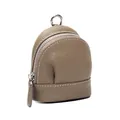 Mini genuine leather coin purse backpack style in taupe with contrast stitching - Elephant Gray