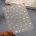 5D snowflake nail stickers in rose gold and white feathers, model M-049 for winter DIY - Rose Gold Snowflake Feather (M-049)
