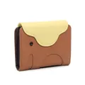 Tarjetero de cuero marrón con diseño de elefante y múltiples compartimentos - Marrón dorado