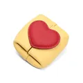 Mini genuine leather coin purse in vibrant yellow with red heart-shaped leather patch - Goose Yellow