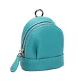 Mini backpack style leather coin purse in lake blue with pebbled texture and metal hook - Lake Blue