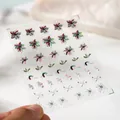 Adesivi per unghie 5D stile giapponese con fiori disegnati a mano e motivi di foglie verdi - Floreale Astratto ad Acquerello (KX126)