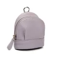 Mini lavender leather coin purse with lychee texture and silver metal hardware - Mambo Purple