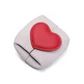 Mini lavender litchi grain leather coin purse featuring a red heart contrast patch - Lavender Purple