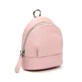 Pink genuine leather mini backpack coin purse with lychee texture and silver zipper - Light Pink