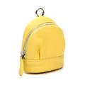 Mini yellow genuine leather coin purse with silver zipper and swivel hook keychain - Marigold Yellow