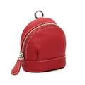 Mini red genuine leather coin purse with silver zipper and pebbled texture detail - China Red