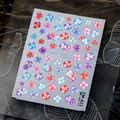 Adesivi per unghie 5D EM-021 con fiori dorati e sfumature di colore metallico lucido - Fiori Colorati Sfumati (EM-021)