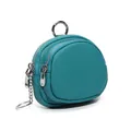 Mini-portemonnee van groen leer met dubbele rits, lychee-textuur en handige sleutelhanger - Maltees Blauw