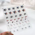Adesivi per nail art 5D con motivi floreali dipinti a mano stile XF125 - Stampa Mista Disegnata a Mano (KX125)